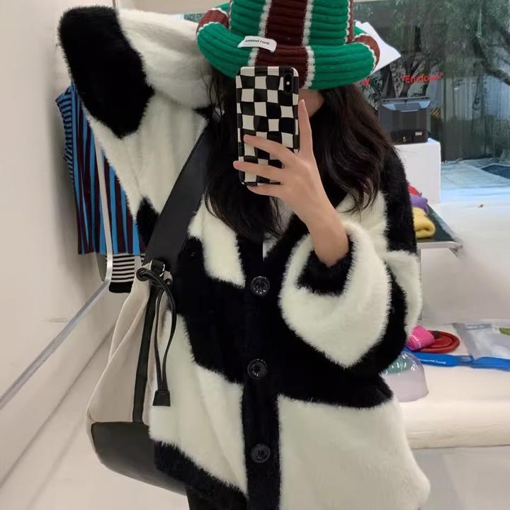 黑白条纹毛衣开衫女2025秋冬新款温柔宽松宽松外套潮流百搭小众