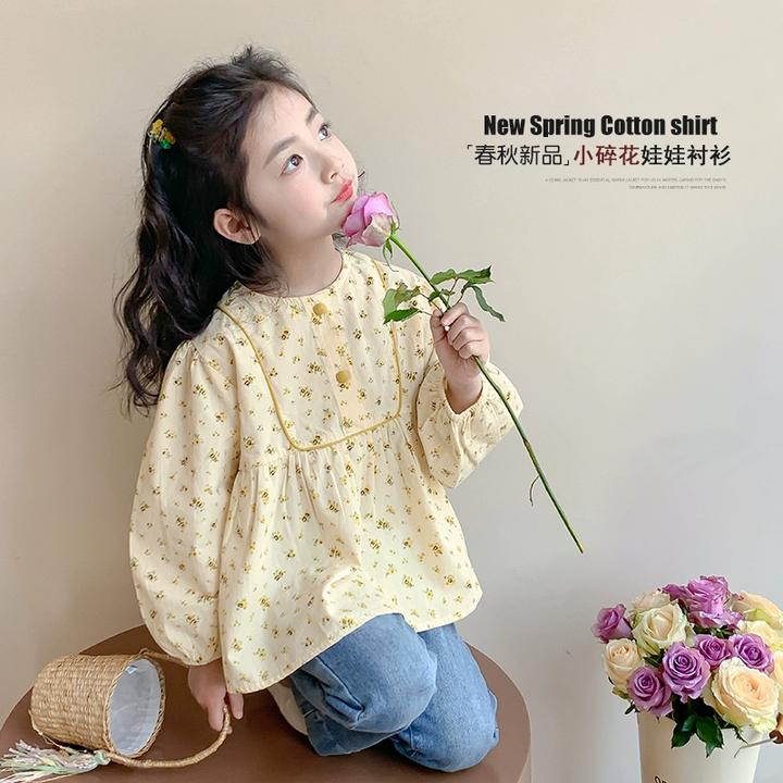 女童衬衫洋气女孩碎花长袖衬衣春秋2025新款秋季童装儿童上衣秋装