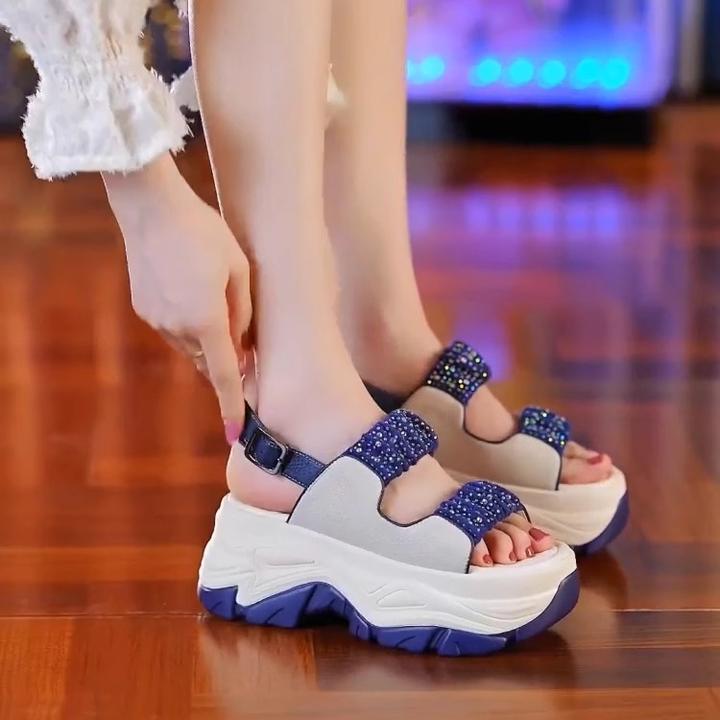 松糕运动凉鞋女外穿2025年夏季新款百搭休闲沙滩罗马鞋女