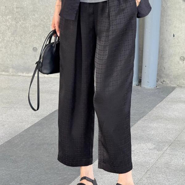 LANGQING 黑色宽松九分阔腿休闲百搭直筒裤44665/45016#