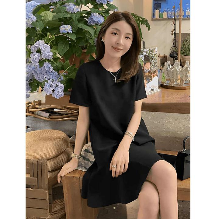 轻奢气质精致短袖连衣裙女2025新款夏季爆款宽松显瘦时髦鱼尾裙子