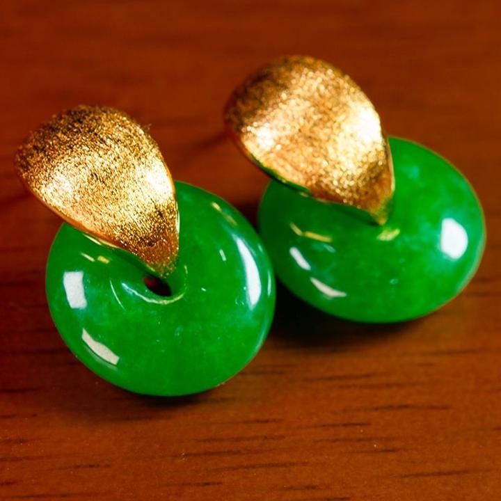 铜合金耳饰 耳饰国潮新中式平安扣耳坠拉丝银耳饰汉服旗袍配饰女