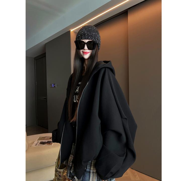 超大码300斤时尚设计感阔版连帽卫衣男女秋季休闲上衣宽松外套超2