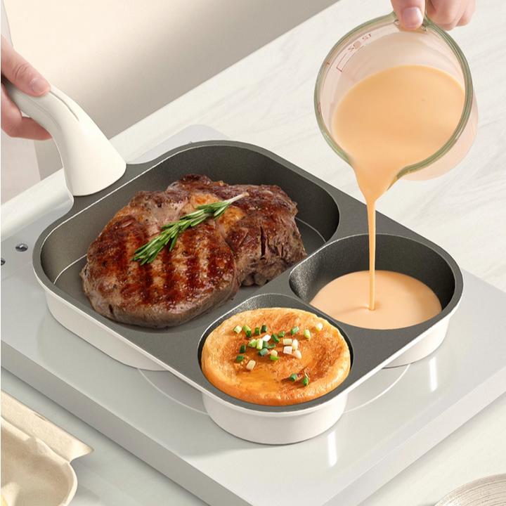 钛陶瓷早餐锅煎蛋神器鸡蛋汉堡平底四孔不粘锅家用煎饼肉蛋堡锅具