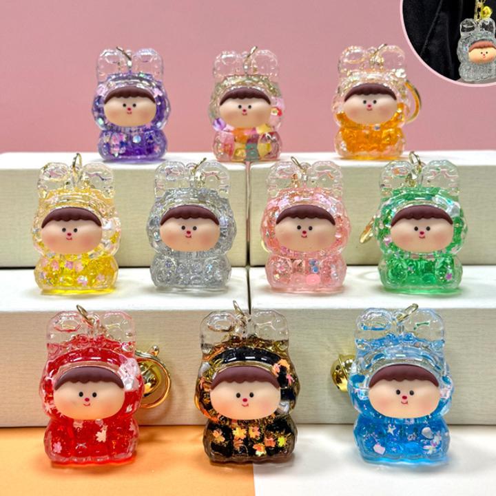 爆款创意亚克力流沙莉莉丝钥匙扣塔塔水果妹包包挂件钥匙链挂饰