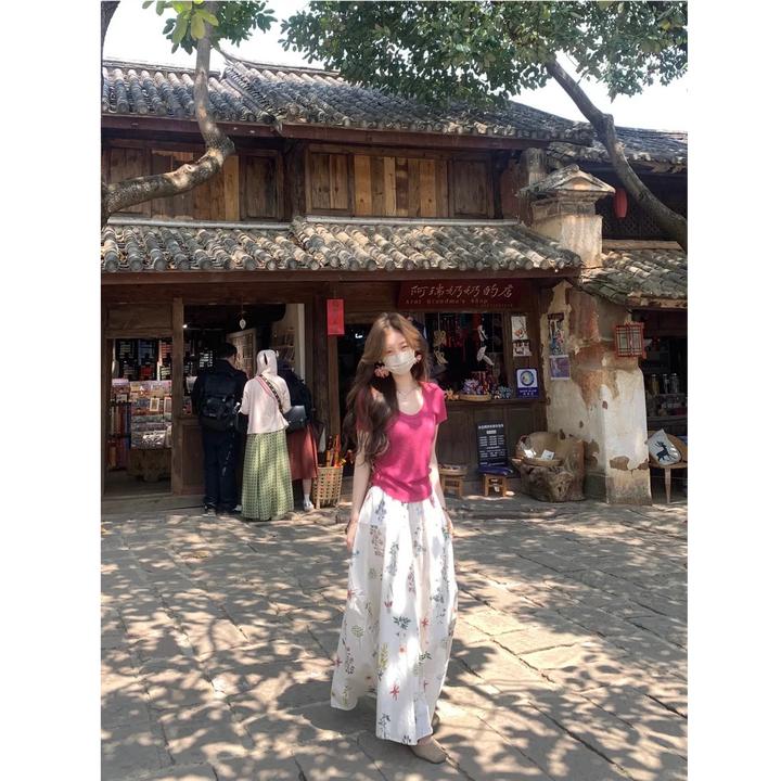 2025夏季新款韩系穿搭一整套女树莓粉针织衫高腰显瘦半身裙两件套