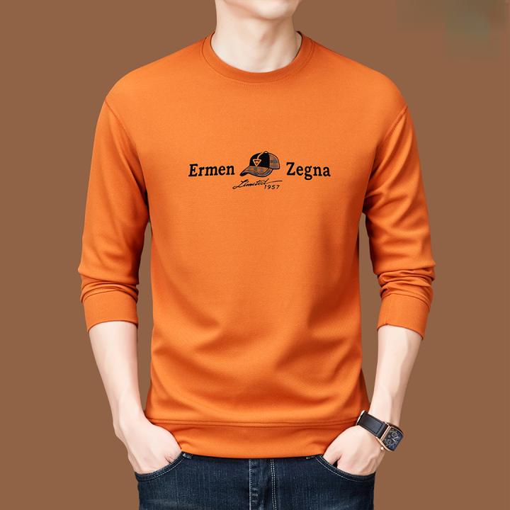 2025秋季新款男士卫衣薄款长袖t恤套头圆领纯色打底百搭休闲上衣