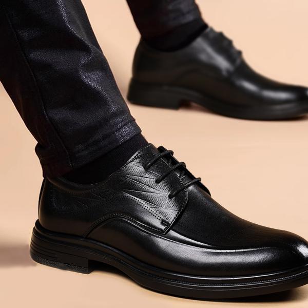 纪诗哲皮鞋男款新款秋季青年商务牛皮男皮鞋休闲软底尖头男士婚鞋