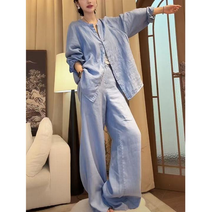 ZUOXIAOQI琉璃慵懒风海盐蓝套装2025年夏季新款
