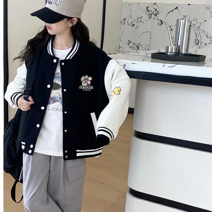 女童棒球服秋装外套洋气潮款2025新款韩版中大童百搭休闲儿童上衣