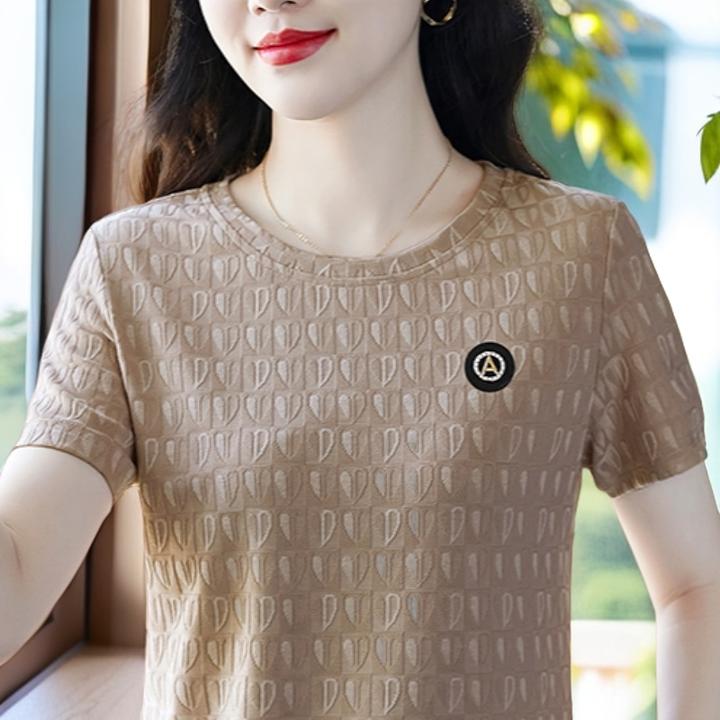 短袖t恤女夏季圆领上衣减龄港风中老年今年流行运动体恤衫爆款OL