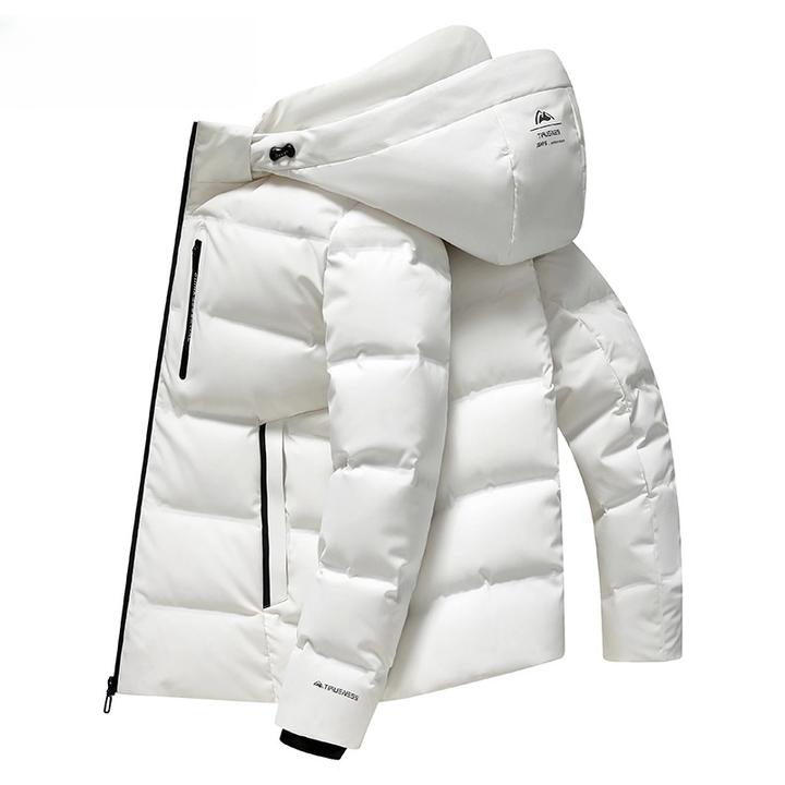 加厚羽绒服男短款2025冬季新款白色连帽白鸭绒保暖男装时尚外套男
