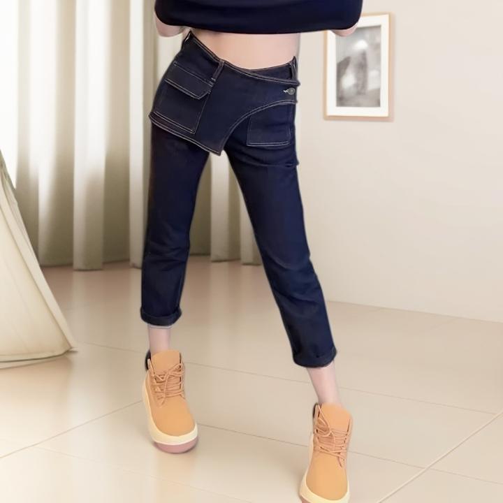 高腰设计感大码牛仔裤秋季显瘦九分裤直筒烟管裤女款爆款2025新款