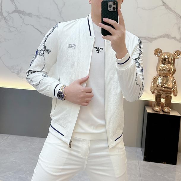 黛芮奈勒春季欧洲站潮牌网红印花夹克衫男时尚修身百搭休闲棒球领