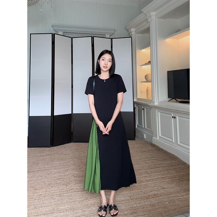 郭九九呢 法式气质通勤撞色拼接褶皱显瘦西装连衣裙夏 G924Q05626