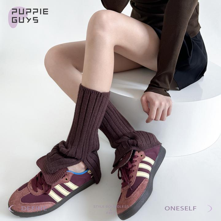 purpleguys针织袜套袜子女春秋腿套y2k学院风显瘦开叉堆堆小腿袜