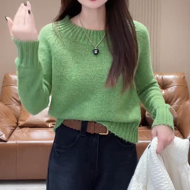 【星绒】冬季韩版亮片圆领保暖百搭针织衫上衣LK2508605