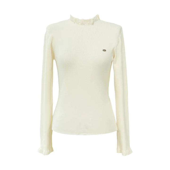 法式蕾丝边修身打底衫女秋冬新款内搭半高领毛衣气质长袖针织上衣