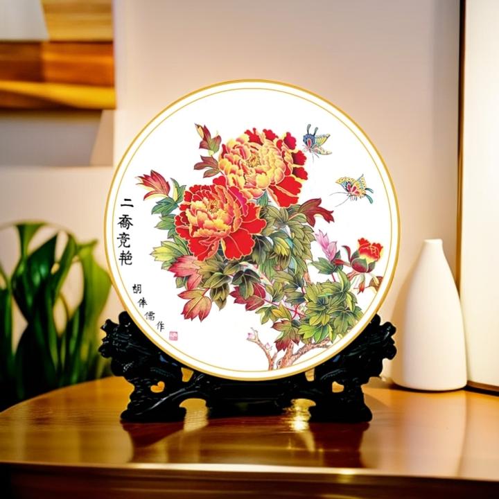 新中式家居摆件景德镇私人定制高端艺术纪念盘 带礼盒 送礼必备