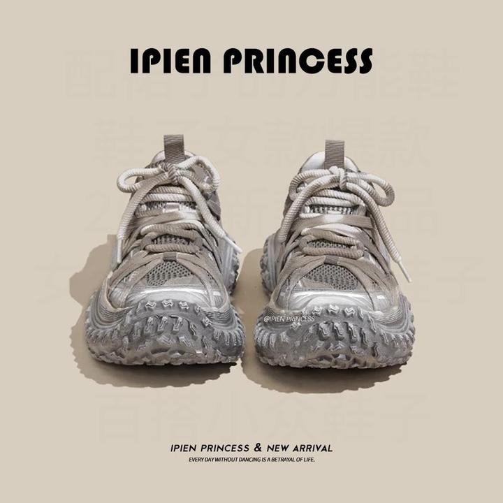 小个子运动鞋内增高软底休闲鞋2025春季新款百搭松糕厚底老爹鞋女