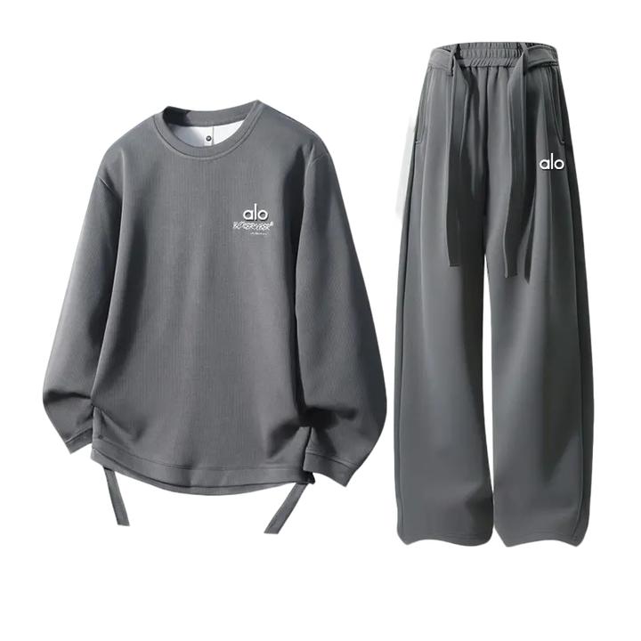 DeweLvum新品潮牌运动百搭套装男字母刺绣休闲长袖长裤两件套男装