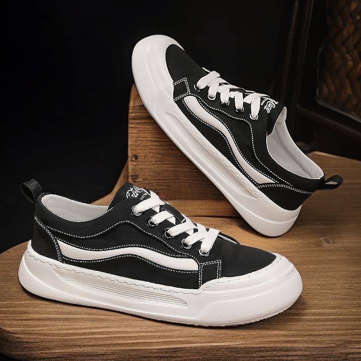 男士夏季透气莱卡布板鞋时尚休闲百搭潮流韩版圆头厚底增高潮鞋