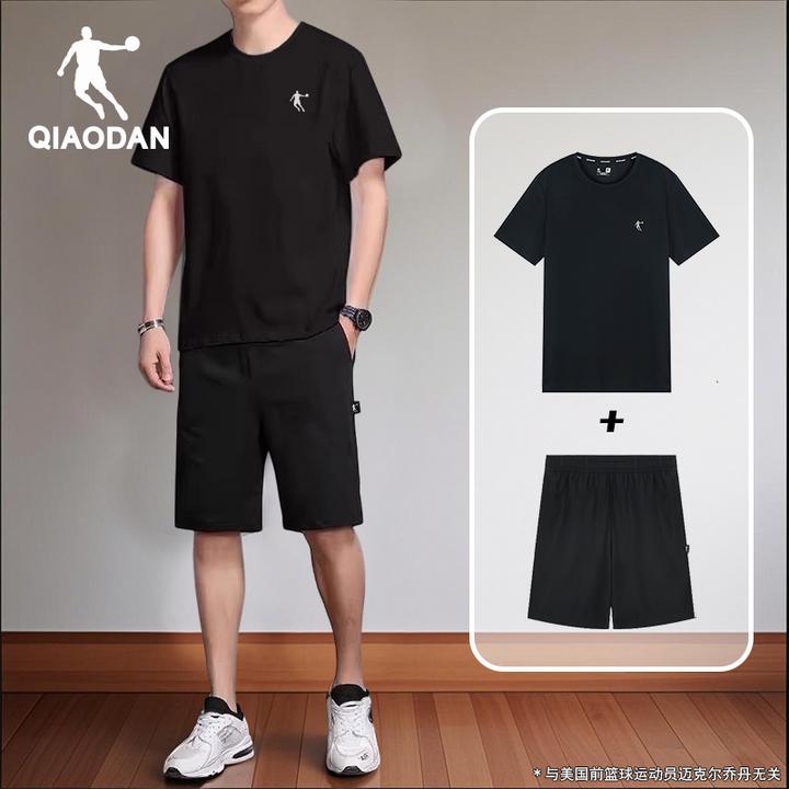 乔丹速干运动套装男款夏季冰丝短袖短裤两男士户外健身跑步训练服