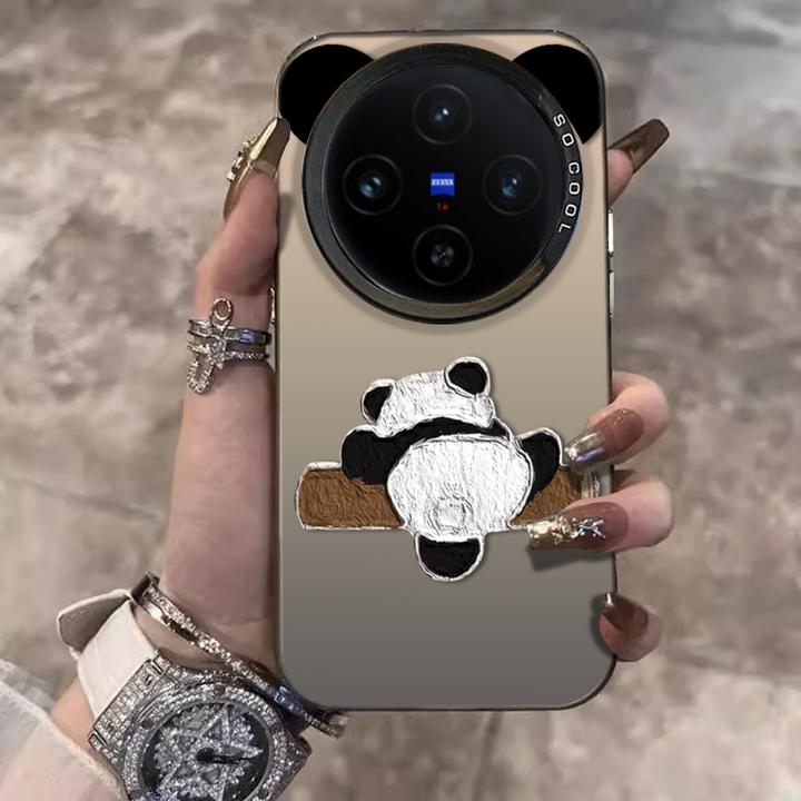 爬树熊猫适用VIVOX200ULTRA手机壳X200S创意保护套X100PRO卡通x90