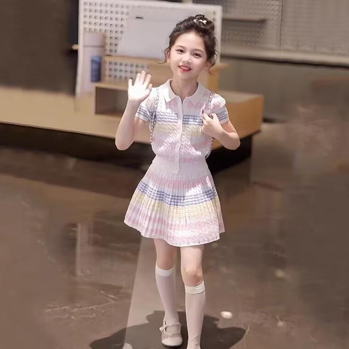 【专柜品质】2025新款夏装女童活泼洋气百搭套装中大童休闲两件套