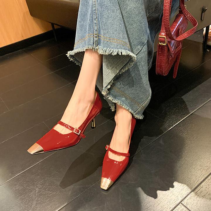 巨好看2025春季真皮女鞋气质玛丽珍鞋方头浅口女单鞋细高跟女单鞋