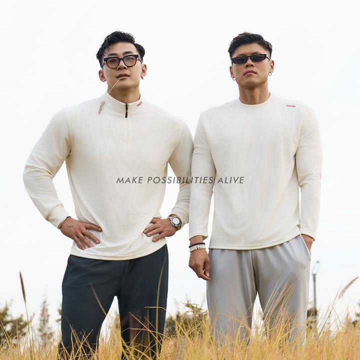 MPA PumpClub秋季美式高弹速干华夫格运动休闲户外圆领半门襟打底