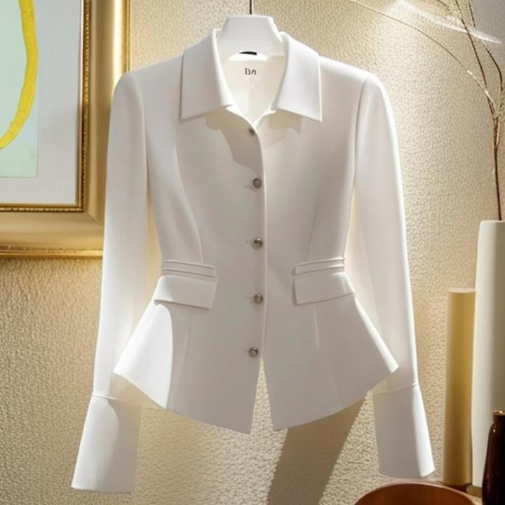 秋冬小香风外套高级感法式白色衬衫轻奢气质掐腰长袖精致绝美上衣