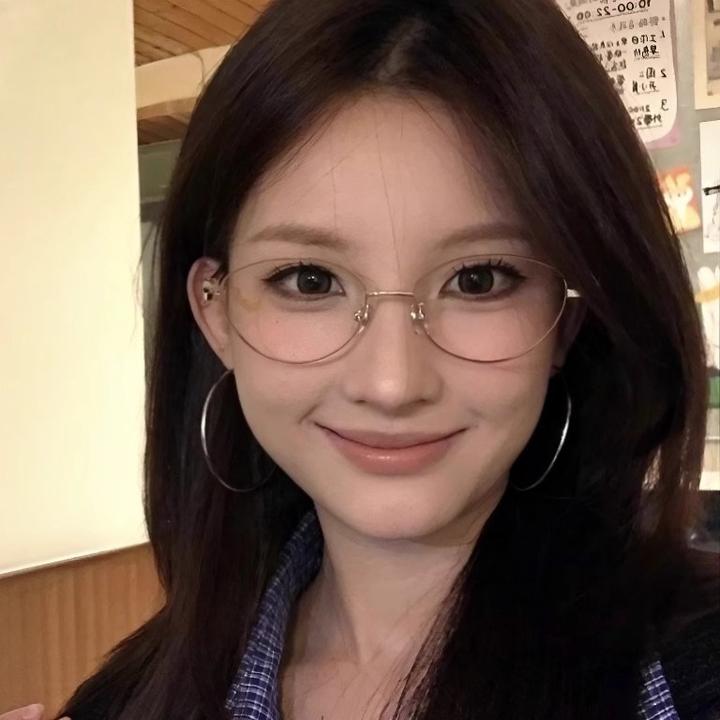 roonz茸仔同款韩系氛围感金丝猫眼眼镜近视可配有度数素颜眼睛架