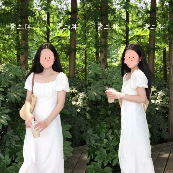 清纯小白花连衣裙女法式气质方领绑带收腰显瘦长裙子2025夏季新款