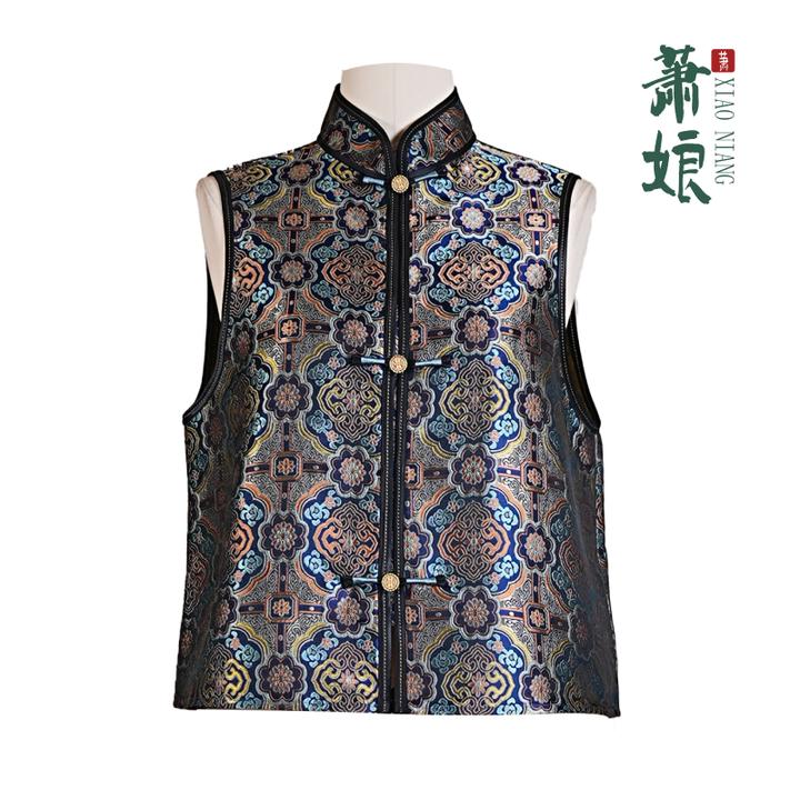 【锦沧】织锦香云纱桑蚕丝新中式国风马夹无袖马甲XN1915