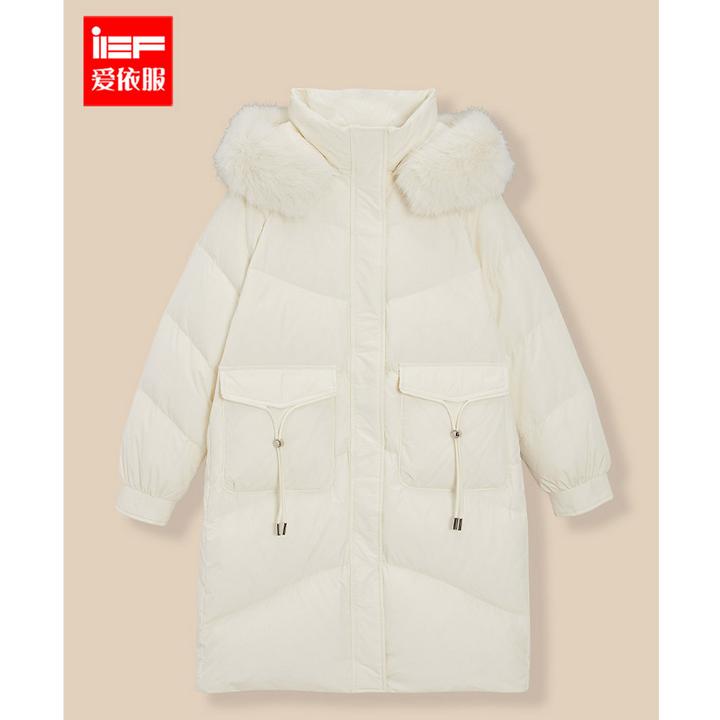 IEF/爱依服2025冬季新款简约高级感别致流光风羽绒中长外套