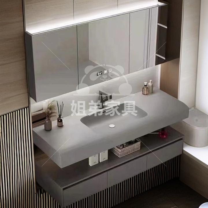 可丽耐一体肤感盆卫生间家用洗面盆柜免漆简约浴室柜组合智能轻奢