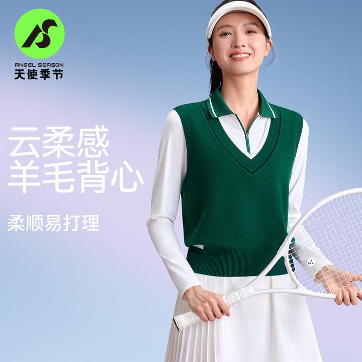 网球服女针织羊毛衫背心女2025新款秋冬运动上衣羽毛球服