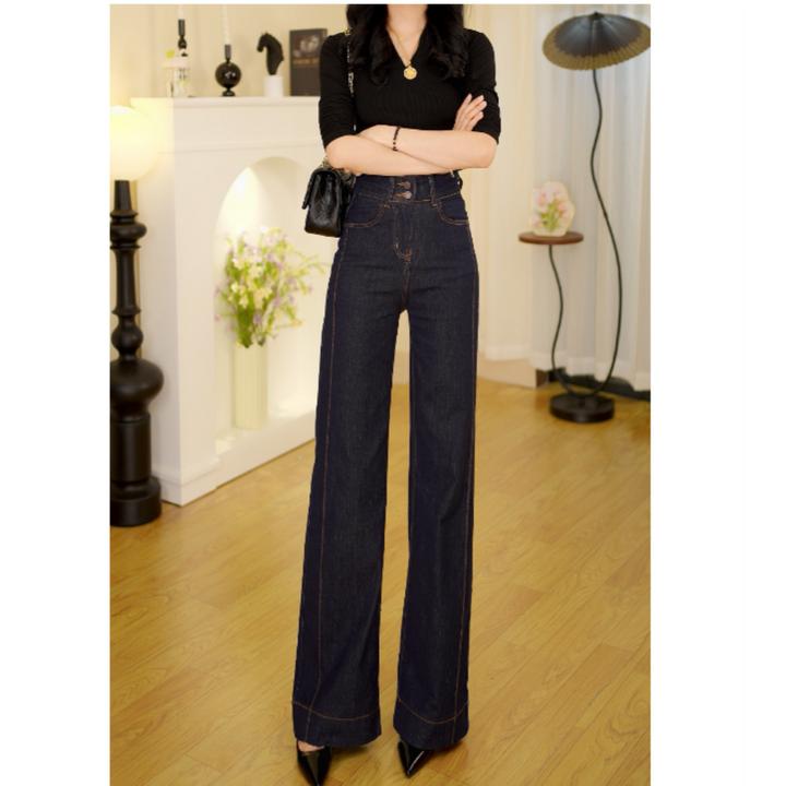 SOOM春季新款显瘦高腰宽松微喇百搭休闲直筒牛仔拖地裤#2386