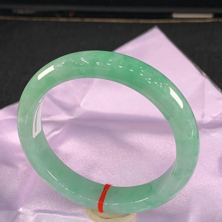 天然翡翠手镯A货缅甸老坑冰种飘花水润清透翡翠玉镯女士款正圈镯