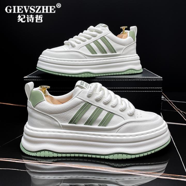 纪诗哲小白鞋男款秋季新款极简三条杠厚底男鞋百搭休闲鞋子弹板鞋