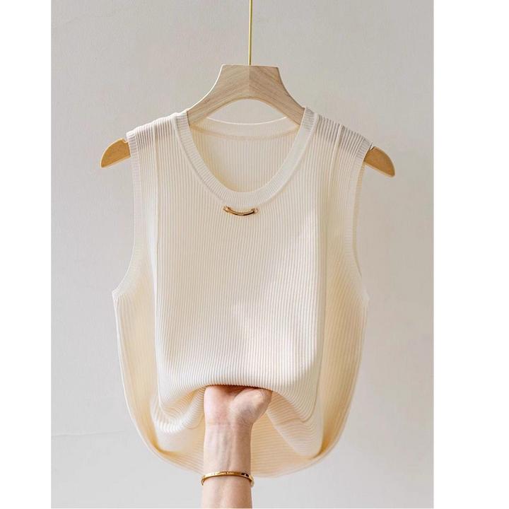 大码冰丝吊带背心女西装内搭气质针织无袖T恤上衣打底衫胖mm夏季