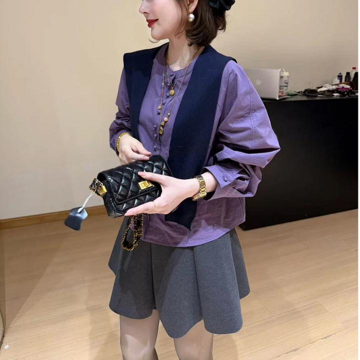 1507纯棉衬衫早秋休闲格子小众时尚韩版长袖衬衫