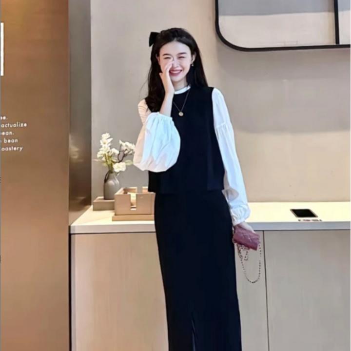 GIRDEAR/哥弟时尚百搭设计感气质圆领纯色针织马甲背心1399701