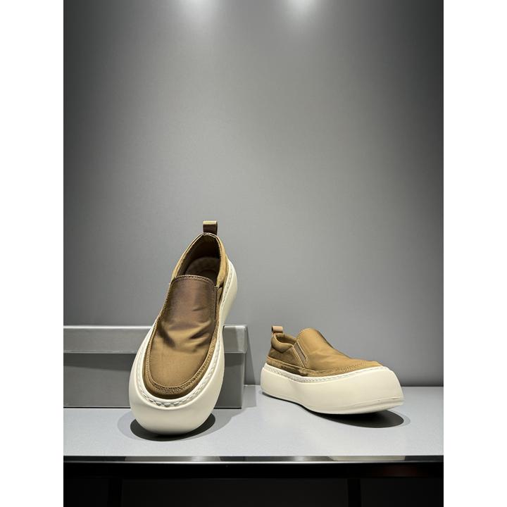 潮牌低帮帆布鞋男春夏2025厚底一脚蹬懒人鞋舒适透气百搭休闲鞋