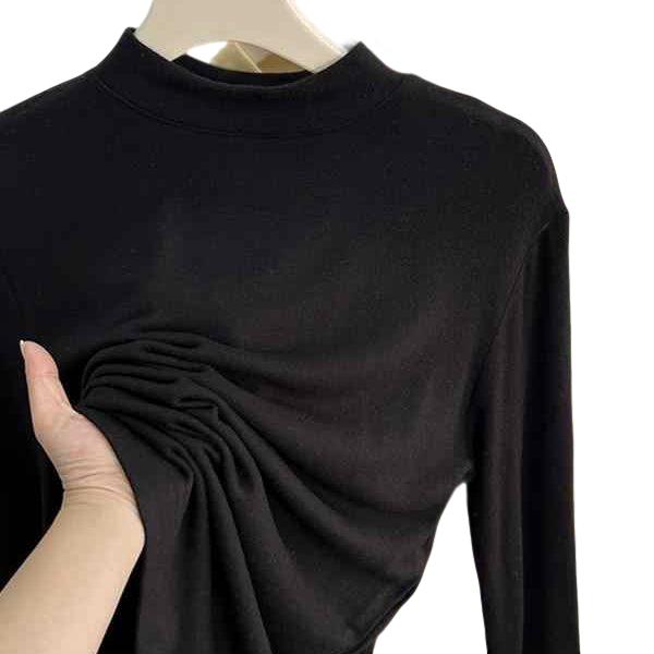 胖mm特大码300斤薄绒洋气百搭打底衫女秋冬宽松休闲百搭长袖上衣2