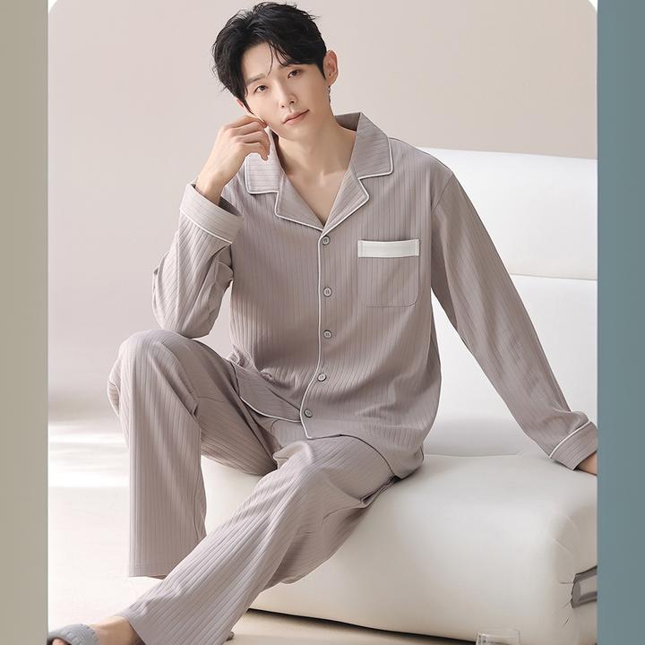 FANCBUDY纯棉睡衣男春秋季秋款长袖秋冬季新款大码家居服套装