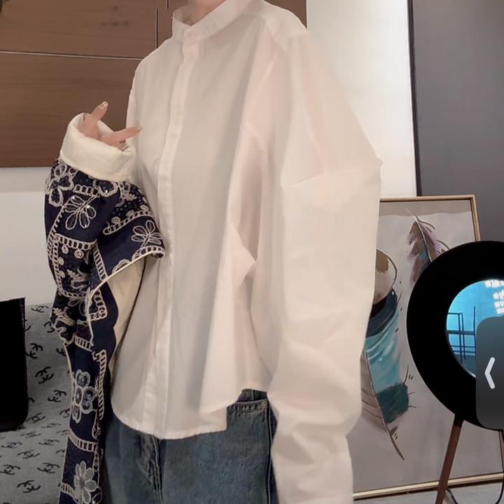 高级感别致独特衬衫女女2025春季新款法式上衣设计感立领长袖衬衣