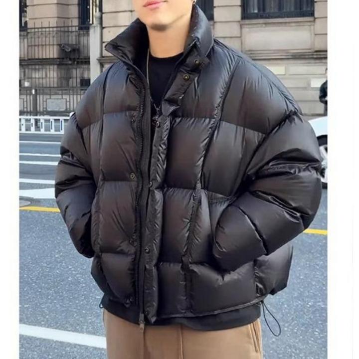 立领男友风保暖格子收口袖男士情侣连帽加厚