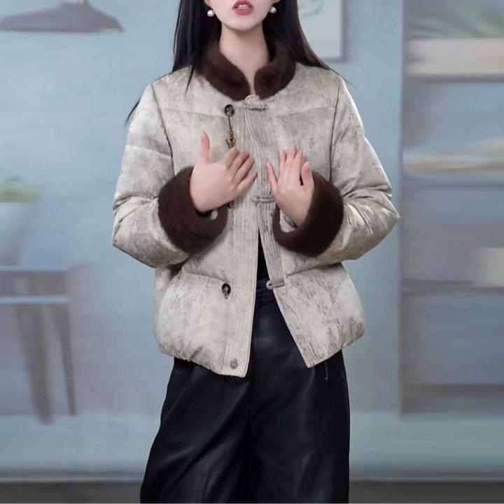 织锦提花国风短款羽绒服女2025冬季新款气质时尚加厚中式保暖外套